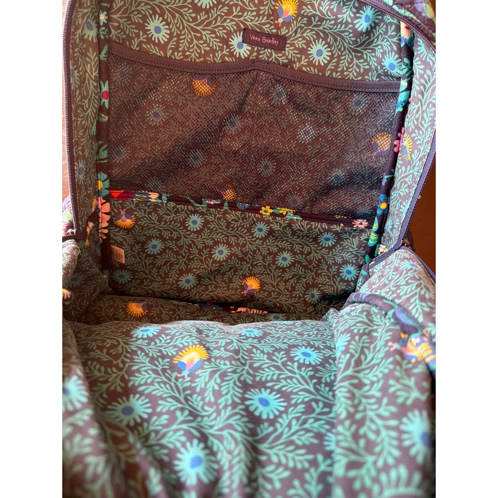 Vera Bradley Backpack Navy Blue Floral Quilted Cotton Campus Travel Bag - Picture 3 of 6